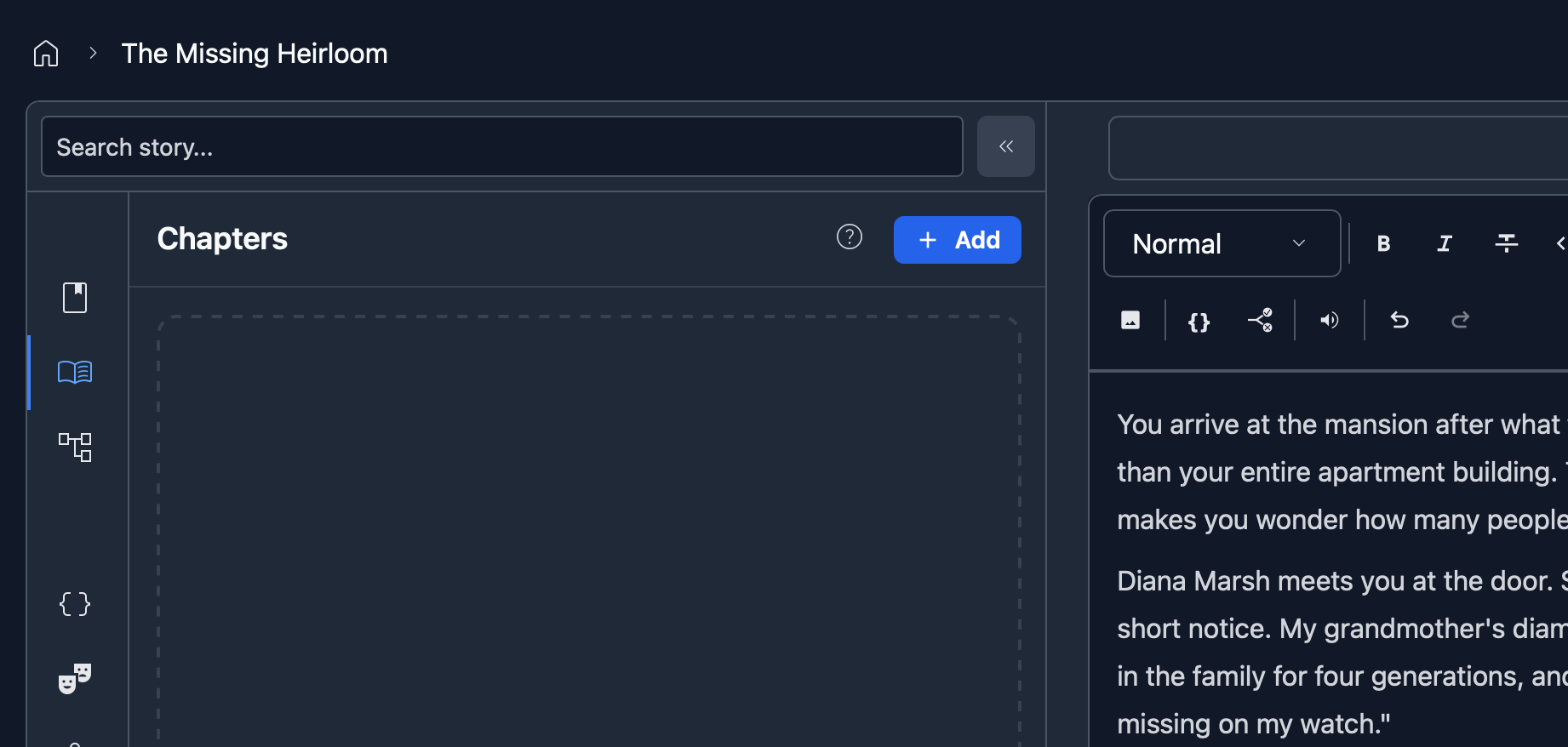 Chapters panel with the Add button